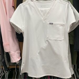 FIGS OPTIC WHITE SCRUB TOP!